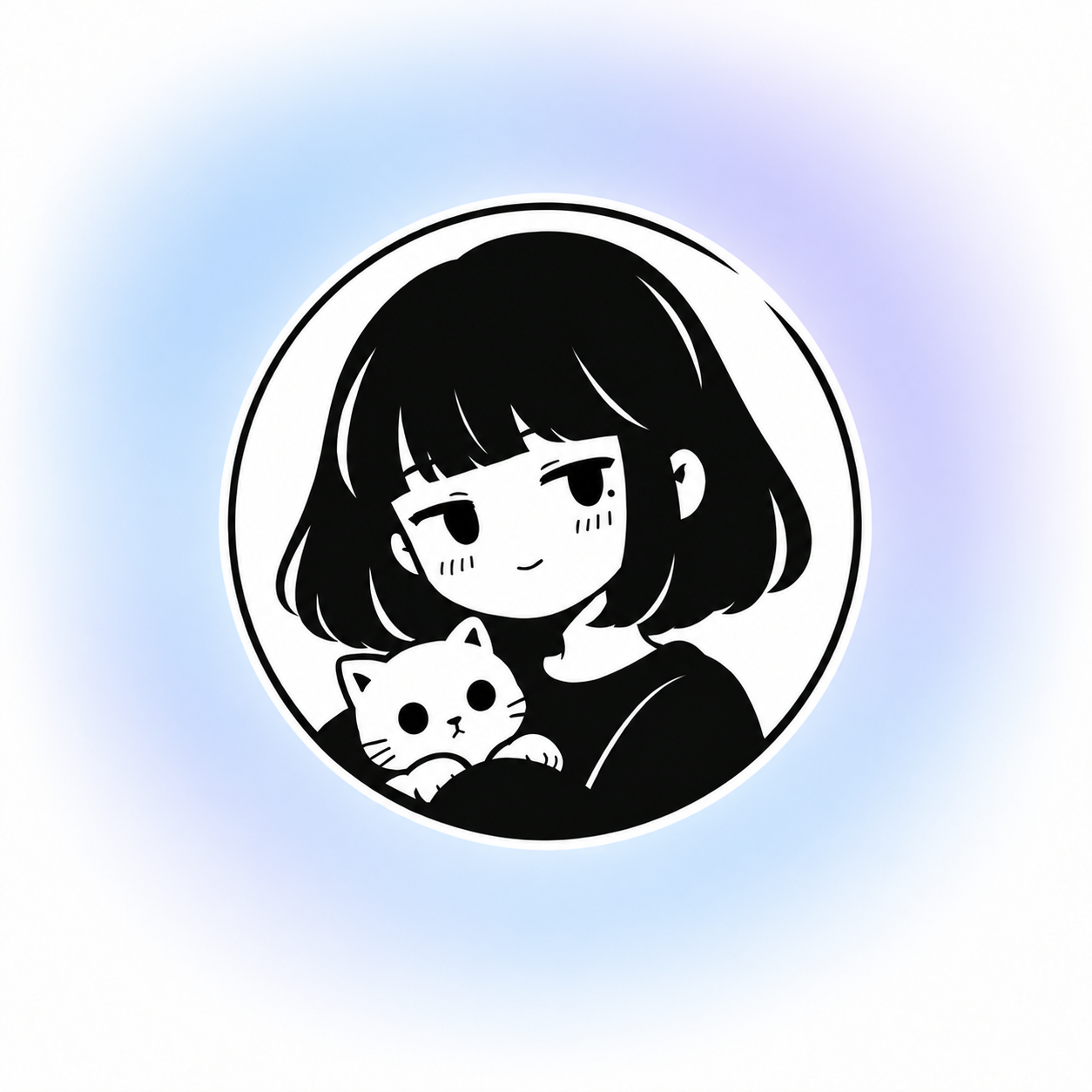 黄涵抱着猫的插画头像